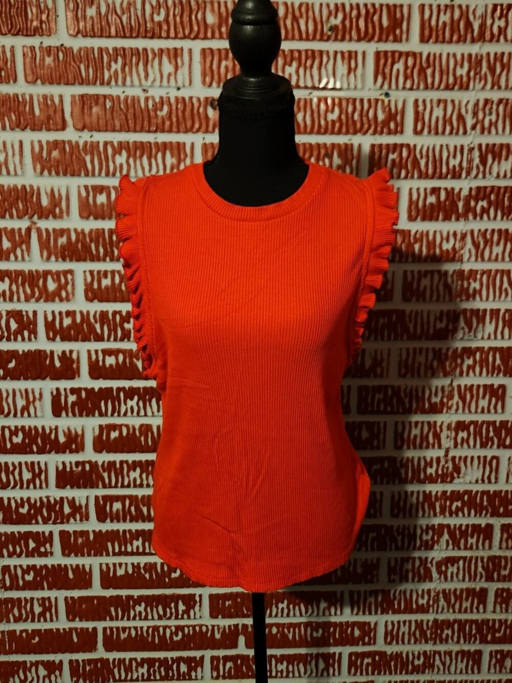 Nine West Ribbed Ruffle Sleeve Top